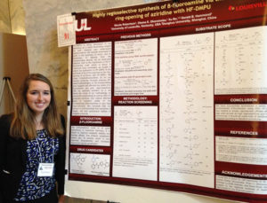 Grawemeyer Scholar Nicole Robertson presents her chemistry research project at Posters at the Capitol.